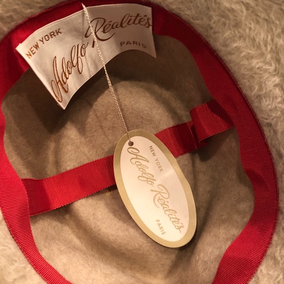True vintage feather brim fedora hat by Adolfo Realites Paris BNWT!! - Picture 6 of 8